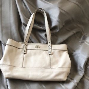 Fossil Cream leather tote